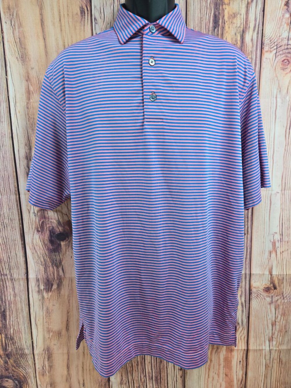 Footjoy Mens Pink-Blue Striped Polo Size Medium